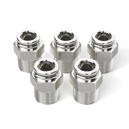 TAILONZ 304 Stainless Steel 6mm x 3/8" NPT Push to Connect Straight 2Pcs - size: 6mm OD 3/8''NPT