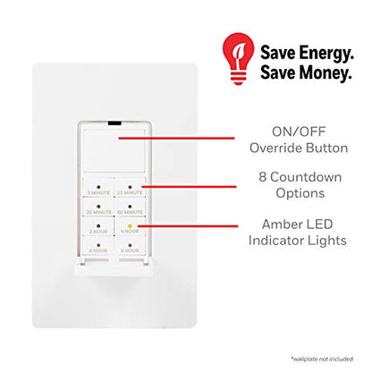 UltraPro Countdown in-Wall Digital Timer Switch, 8 Presets, On/Off Button - style: Push Button Timer