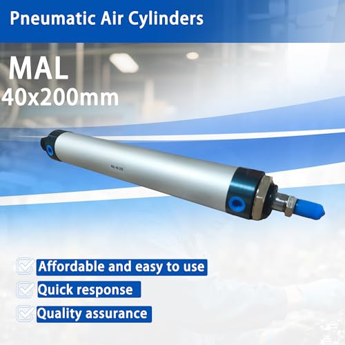 CG WEITENG Pneumatic Mini Pneumatic Cylinder MAL Single Rod Aluminum Double Acting Pneumatic Cylinder 40mm Bore 200mm Stroke(MAL40x200) - color: MAL-40 mm, size: 200 mm