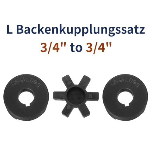 uxcell 3/4" to 3/4" L095 Flexible 3-Piece L-Jaw Coupling Coupler Set & Buna-N NBR Rubber Spider for Log Splitter Hybrid Equipment - size: 3/4 " to 3/4"