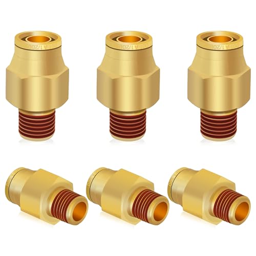 6 PCS Brass Air Line Quick Connect Fittings 1/2" Tube OD x 1/4" NPT - size: 1/2" Tube OD x 1/4" NPT - 6 PCS