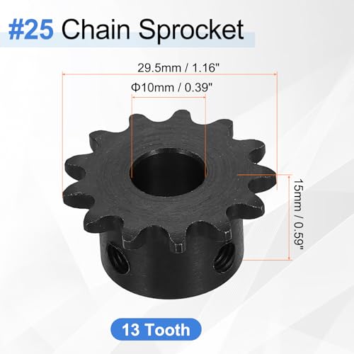 uxcell #25 Chain Roller Sprocket 10mm Bore 29.5mm OD, 13 Tooth C45 Steel - size: 10mm Bore 29.5mm OD, 13 Tooth