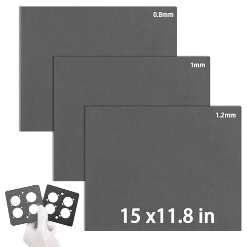 3 Pack 15"x11.8"Non Asbestos Gaskets Materials Sheet Set – High Temp Gasket Material for DIY Exhaust Gasket Maker, Engine Gaskets, Oil Diesel Gasoline Seal Repair, 0.8mm, 1mm, and 1.2mm