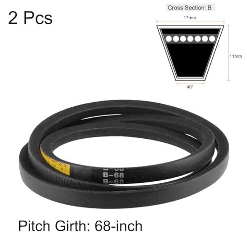 uxcell B68 V-Belts 68" Pitch Length, B-Section Rubber Drive Belt 2pcs - size: 68"
