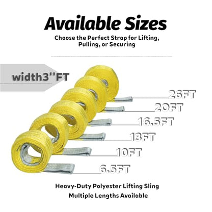 3 Ton Polyester Lifting Sling, 6600 lb, 3 in x 6.5 ft, 2 Pack - size: 6.5 ft (2 m)