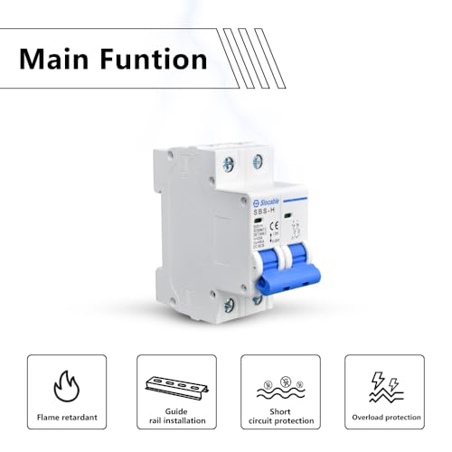 DC Miniature Circuit Breaker, 2P 25Amp 500V Breakers Electrical for Solar Panels Grid System Din Rail Mounting (25A)