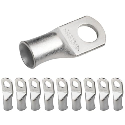 SELTERM 10pcs 1/0 AWG-3/8" Stud Marine Grade Tinned Copper Battery Lugs - color: Tinned Copper Lugs, size: 1/0 Awg - 3/8" (M10) Ring