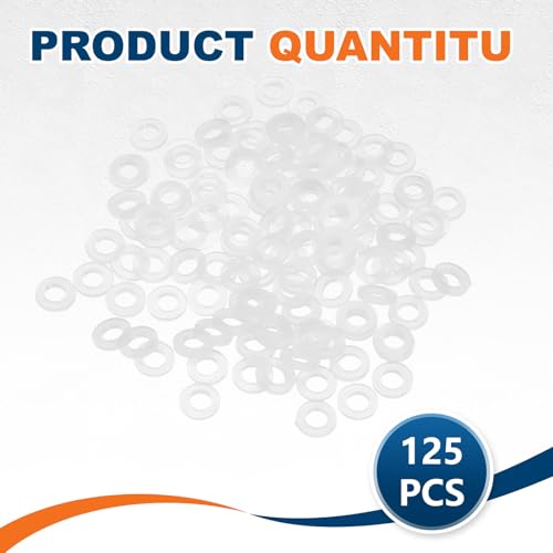 PATIKIL 125 Pcs Nylon Flat Washer M3 3mm ID 6mm OD 1mm THK White - color: White, size: 3mm x 6mm x 1mm