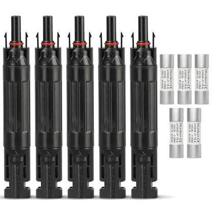 CNLonQ 15A Solar Fuse Holder Inline IP67 Waterproof Outdoor with 10x38mm Fuse for Solar Panel and Solar Controller DC1000V 5pcs - size: 15A 5Pcs