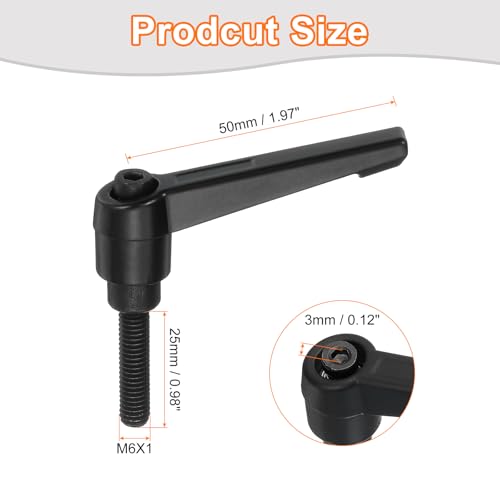 uxcell 2Pcs M6 x 25mm Adjustable Knobs Handle Male Thread Push Button Ratchet Quick Release Locking Rotating Bolt for Lathe Machinery, Black - size: M6 x 25mm