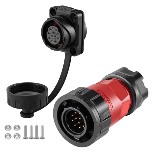 CNLINKO YM-20 12 PIN Waterproof Connector, IP68 Circular Connector, Quick Plugging Aviation Connector, PBT Plastic Shell Solder Connector M20 Male -Female Flange Socket (12 PIN) - size: 12-Pin, style: Solder-Assembly