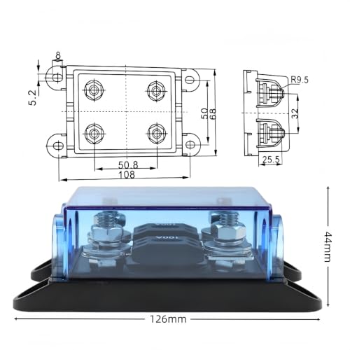 2-Way AMG Mega Fuse Holder Kit, Includes 2 Pcs 100A and 2 Pcs 150A ANM Fuse for Cars - size: 100A150A