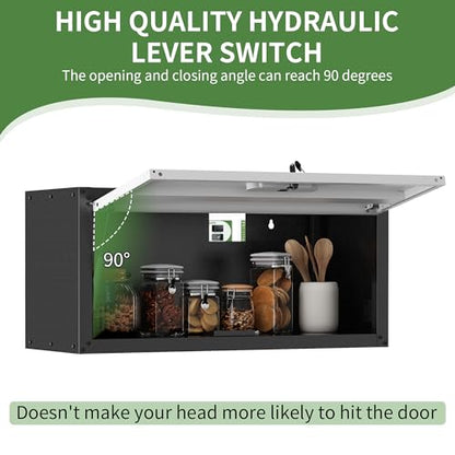 Metal Garage Wall Mounte Cabinet with 1 Up-flip Locking Door,Gray - color: Black/Gray, style: Up-flip door wall cabinet
