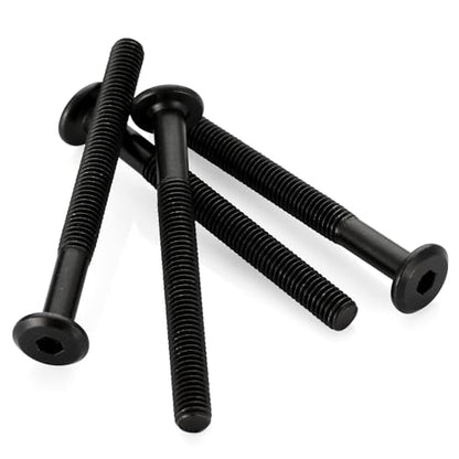 M6 x 70mm Socket Cap Allen Bolts, Flat Round Head Socket Cap Screws, Furniture Screws, Carbon Steel, Partial Thread, Black Oxide Finish, 10 PCS - size: M6 x 70mm