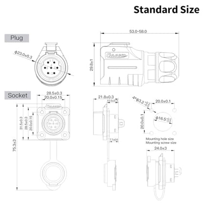 CNLINKO LP-16 IP68 Industrial Waterproof Connector Quick Plug Circular Connector PBT Plastic Shell Aviation Connector M16 2-9 Pin Flange Socket (7 Pin) - size: 7 Pin, style: 4-Hole Set/Plug without Cable