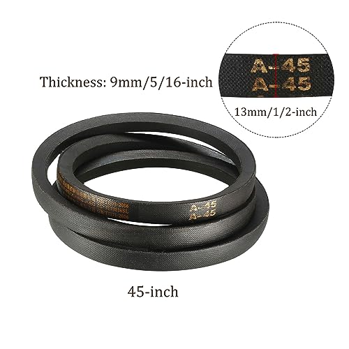 A-45 Drive V-Belt - [45-inch Inside Circumference] A-Section Rubber Drive Belt Wrapped for Transmission Use - size: A-45