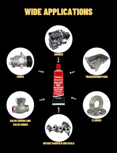 Visbella High Temperature RTV Silicone Gasket Maker, Sealed Oil Resistant Waterproof Quick Dry Liquid for Bonding Internal Combustion, Steam Turbines, Automotive Engine Parts 3.7OZ (Red) - color: Red