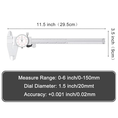 HDLNKAK Dial Caliper 0-6"/150mm Dual Reading Scale Inch/Metric - color: Red