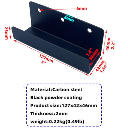 4 PCS Black Steel Wall Tile Bracket, Ladder Hanger for Wall Mount, U Bracket, Billboard Hook, Thickness 2 mm, Slot Width 38mm - size: Slot width 38mm