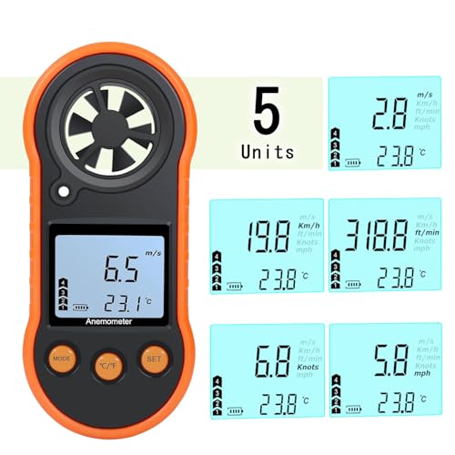 Digital Wind Speed Meter Anemometer,Handheld Air Flow Velocity Meter for Measuring Wind Speed/Temperature with Backlight LCD,for Shooting, HVAC, Drone Flying,Windsurfing, Sailing, Surfing, Fishing - color: Black & Backlight LCD Screen