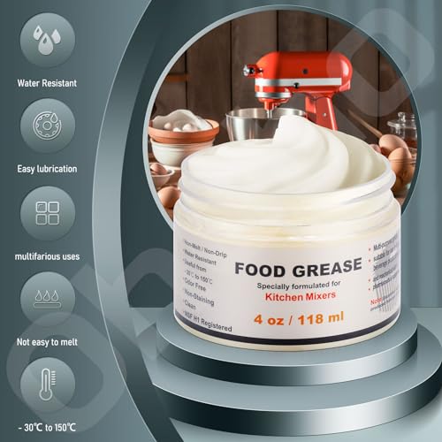 4 oz Food Grade Grease for kitchenaid Stand Mixer, Universally - Compatible with Kitchen Stand Mixer - Maintain The Performance of Your Machine and Extend Service Life, with 9709511 4162324 Gasket