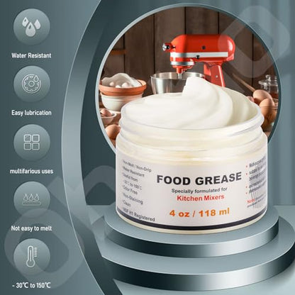 4 oz Food Grade Grease for kitchenaid Stand Mixer, Universally - Compatible with Kitchen Stand Mixer - Maintain The Performance of Your Machine and Extend Service Life, with 9709511 4162324 Gasket