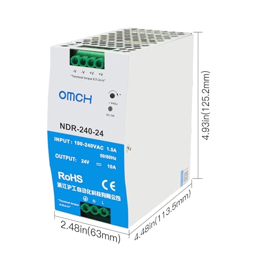 24V 10A DIN Rail Power Supply, 240W Switching Power Supply