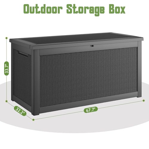 Outdoor Storage Waterproof Deck Box for Patio (300 Gallon, Black) - color: Black, size: 300 Gallon