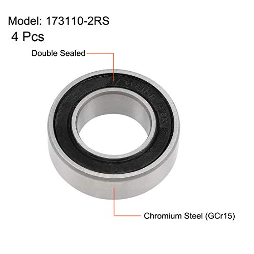 uxcell 173110-2RS Deep Groove Ball Bearings 17mm x 31mm x 10mm Double Sealed Chrome Steel P0(ABEC1) 4pcs - size: 35mmx80mmx21mm