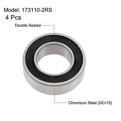 uxcell 173110-2RS Deep Groove Ball Bearings 17mm x 31mm x 10mm Double Sealed Chrome Steel P0(ABEC1) 4pcs - size: 35mmx80mmx21mm
