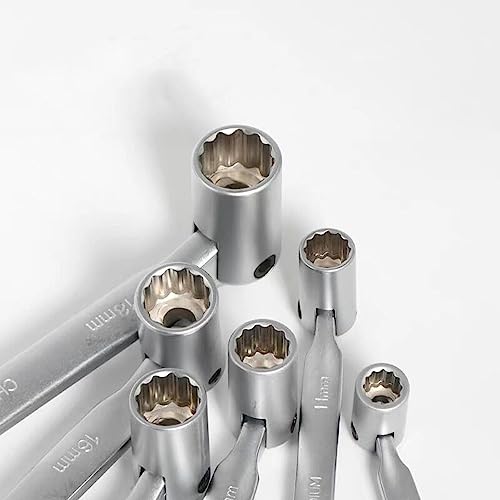 FLZOSPER 6-Piece Metric 8-19mm Double Flexible Socket Wrench Set, 12 Point with Storage Box