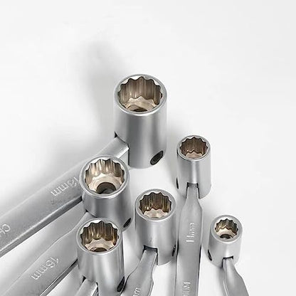 FLZOSPER 6-Piece Metric 8-19mm Double Flexible Socket Wrench Set, 12 Point with Storage Box
