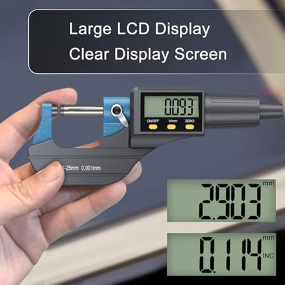 HDLKNAK Digital Outside Micrometer 0-1”, 0.00005"/0.001mm Precision(Blue) - color: Blue