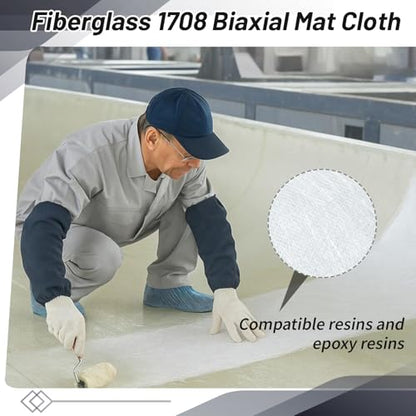 1708 Biaxial Fiberglass Cloth 16 in Wide x 10 yd Long Fiberglass Mat Roll Molding Roofing Boat Repair Kit Resin & Epoxy Compatible - size: 16 in X 10 Yard