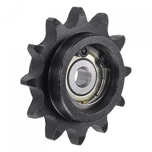 uxcell Chain Idler Sprocket, 5mm Bore 3/8" Pitch 12 Tooth Tensioner, Black Oxide Finish C45 Carbon Steel with Insert Single Bearing for ISO 06B Chains - size: 5mm
