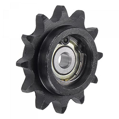 uxcell Chain Idler Sprocket, 5mm Bore 3/8" Pitch 12 Tooth Tensioner, Black Oxide Finish C45 Carbon Steel with Insert Single Bearing for ISO 06B Chains - size: 5mm