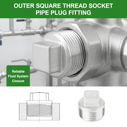 TAISHER 5Pcs 316 SS Cast Square Head 1/4"NPT Male Socket Pipe Plug - size: 1/4" MNPT(316 Plug)