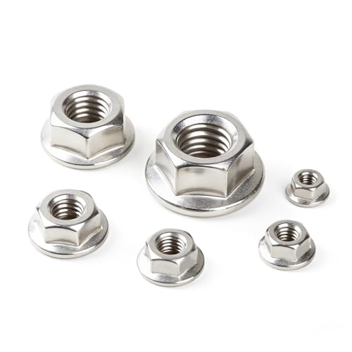 M8-1.25mm (30 Pcs) Serrated Hex Flange Lock Nuts, 304 Stainless Steel Bright Finish Full Thread Hex Drive - size: M8(30PCS)