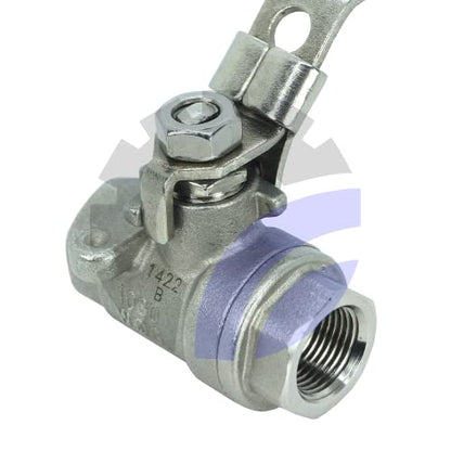 AF Hydro 3/8'' NPT 2 Piece Reducing Ball Valve, Stainless Steel SS316 Standard for Water, Oil and Gas with Blue Locking Handles - size: 3/8 Inch