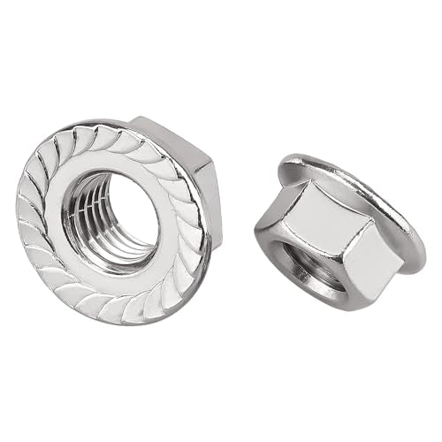 M10-1.5 Serrated Flange Nuts (25 pcs), 304 Stainless Steel 18/8, Coarse Thread, Bright Finish, Serrated Flange Hex Nuts, Fayeploo - color: Silver, size: M10-1.5