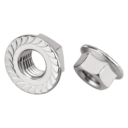 M10-1.5 Serrated Flange Nuts (25 pcs), 304 Stainless Steel 18/8, Coarse Thread, Bright Finish, Serrated Flange Hex Nuts, Fayeploo - color: Silver, size: M10-1.5