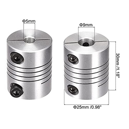 uxcell Motor Shaft 5mm to 9mm Helical Beam Coupler Coupling 25mm Dia 30mm Length - size: 5mm to 9mm