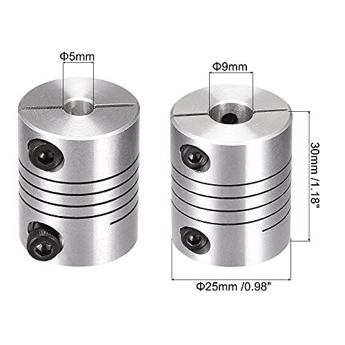 uxcell Motor Shaft 5mm to 9mm Helical Beam Coupler Coupling 25mm Dia 30mm Length - size: 5mm to 9mm