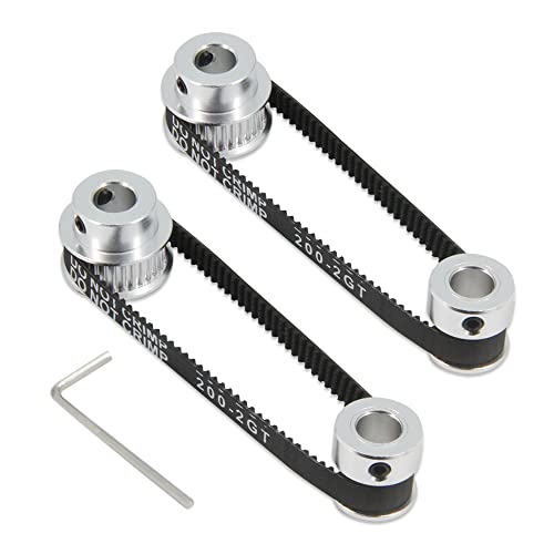 2Kit 2GT Synchronous Wheel 20&30 Teeth 8mm Bore Aluminum Timing Pulley with 2pcs Length 200mm Width 6mm Belt (20-30T-8B-6) - size: 20-30T-8B-6