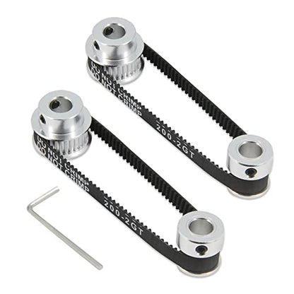 2Kit 2GT Synchronous Wheel 20&30 Teeth 8mm Bore Aluminum Timing Pulley with 2pcs Length 200mm Width 6mm Belt (20-30T-8B-6) - size: 20-30T-8B-6