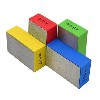 4pcs Diamond Hand Polishing Pads, Diamond Sanding Pads 60#,100#,200#,400# for Ceramic Tile Glass Grinding,Plane Sanding Blocks Polishing - color: Plane, size: 60# 100# 200# 400#