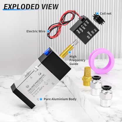 TAILONZ 1/8"NPT DC12V Solenoid Valve 2Position 3Way Outlet wire 3V110-06 - color: DC12V, size: 2 Position 3 Way-1/8"NPT