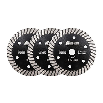 SHDIATOOL 3PCS 3-Inch Tile Diamond Saw Blade for Porcelain Ceramic 10mm - size: 3 Inch Tile