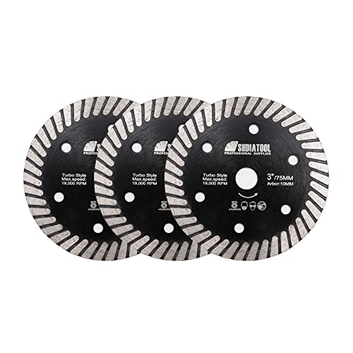 SHDIATOOL 3PCS 3-Inch Tile Diamond Saw Blade for Porcelain Ceramic 10mm - size: 3 Inch Tile