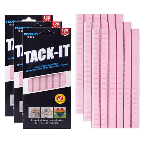 Feosky Adhesive Poster Sticky Tack Putty, Reusable and Removable Adhesive Putty, Mounting Putty for displaying Wall Paintings, Picture, Decoration, Crafts (Pink, Pack of 3) - color: Pink, size: 3Pack